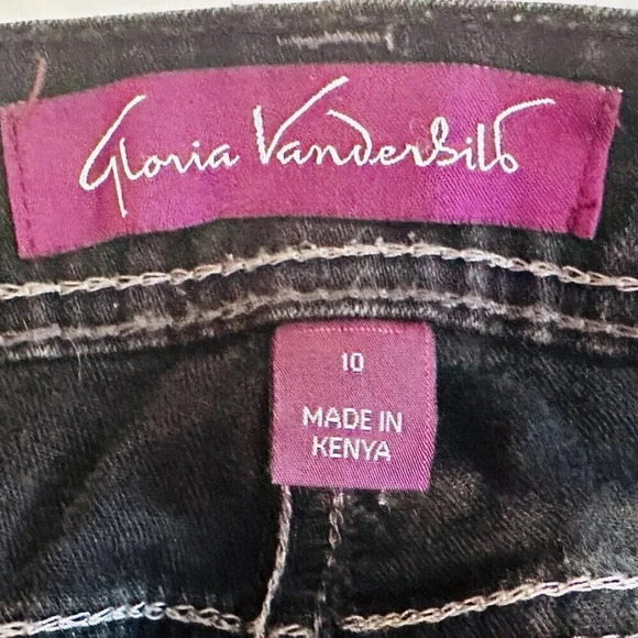 GLORIA VANDERBILT Women Straight Leg Mid rise Denim Black Jeans Pants Size 10 - Picture 12 of 13